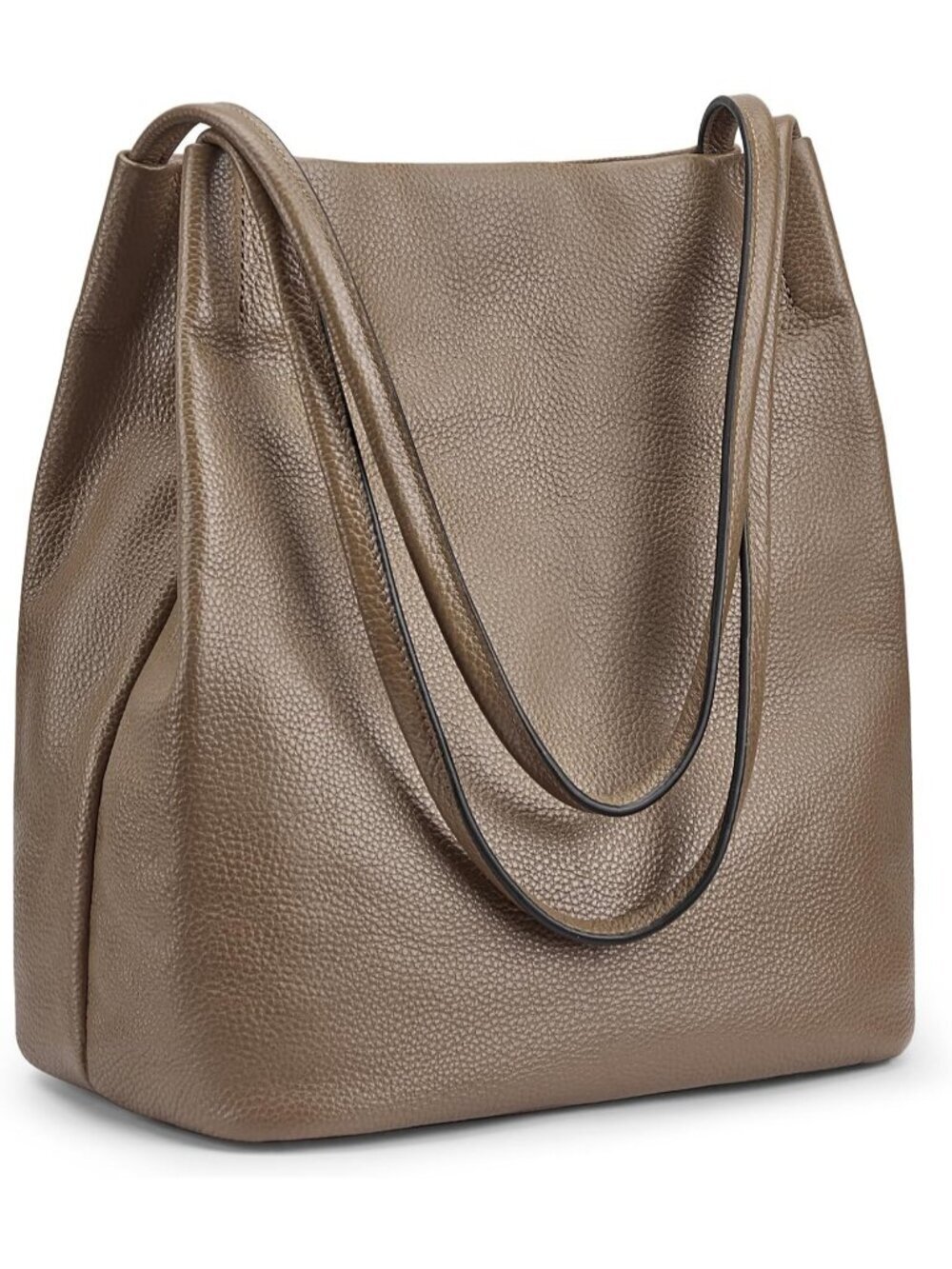 Women's Khaki Genuine Leather Shoulder Bag With 5 pockets and Top Magnetic